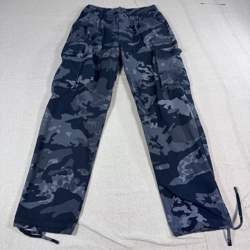 Adidas Cargo Pants Mens Medium Grey Black Camo Good Ripstop IK3535 Trefoil - Picture 2 of 13
